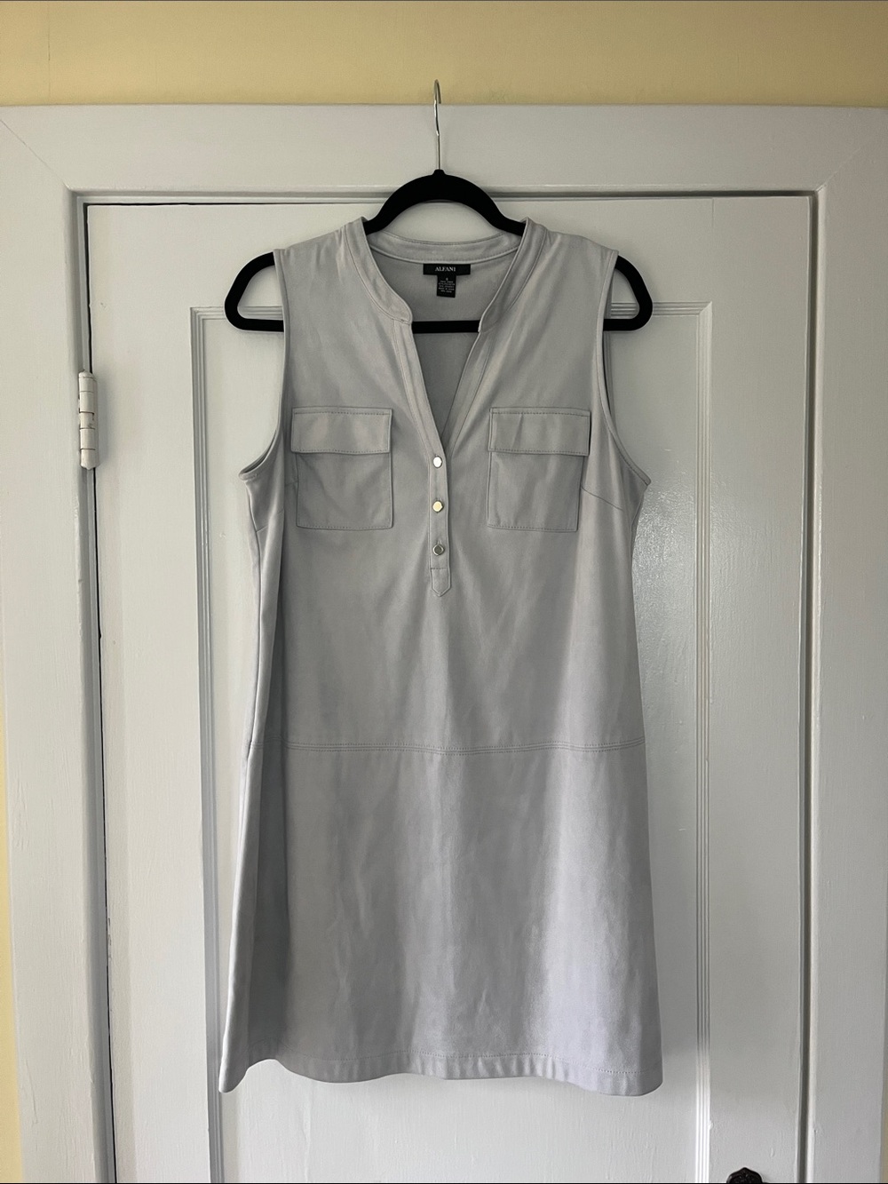 Alfani Suede Shift Dress - Light Gray